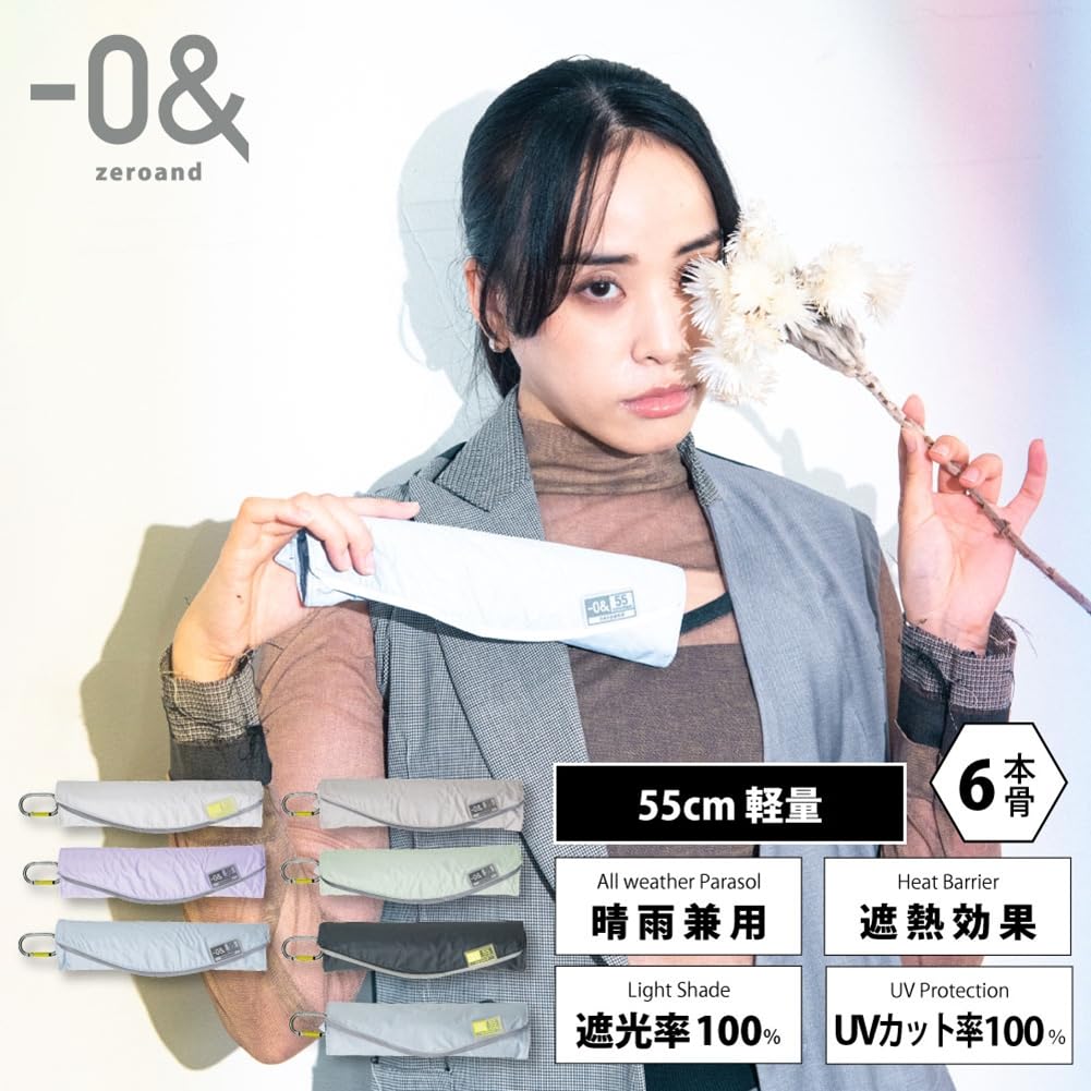 Ogawa Lightweight Slim Folding Umbrella for Suitable for Both Sunny and Rainy UV Protection Light Manual Zero New Moon Carabiner 6 Complete Sun UV