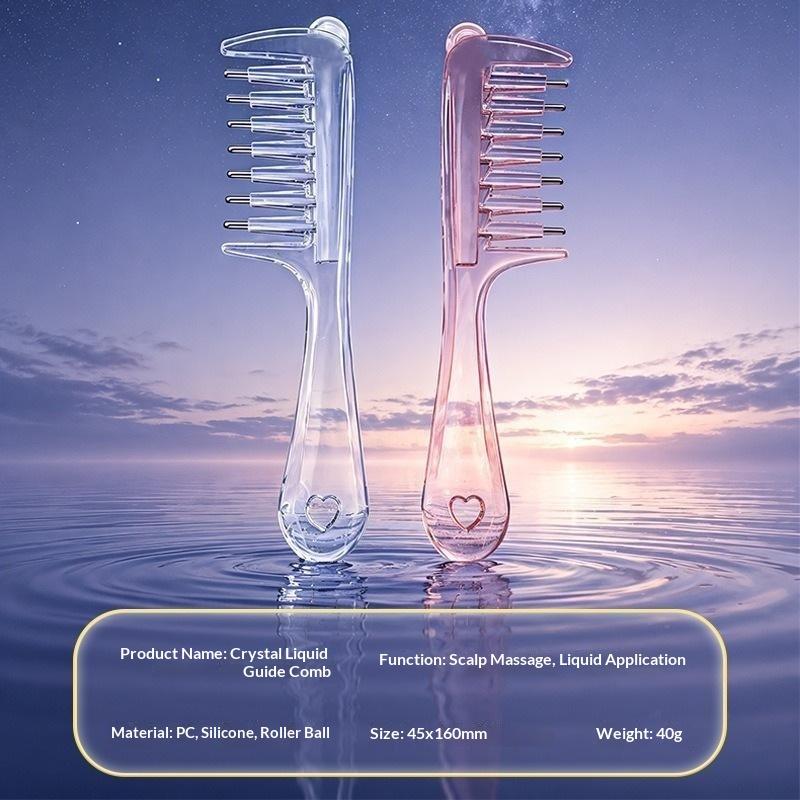 Unisex Transparent Essential Oil Applicator Massage Comb Built In Reservoir Teeth Scalp Hair Oil Grooming