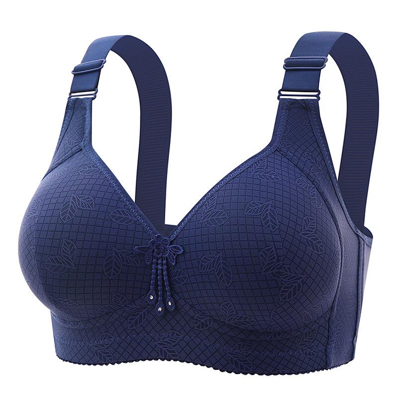New Arrival Plus Size Wireless Bra Comfortable and Breathable Gathering and Reducing Side Breast Jacquard Pattern Middle-Aged Mother's Underwear