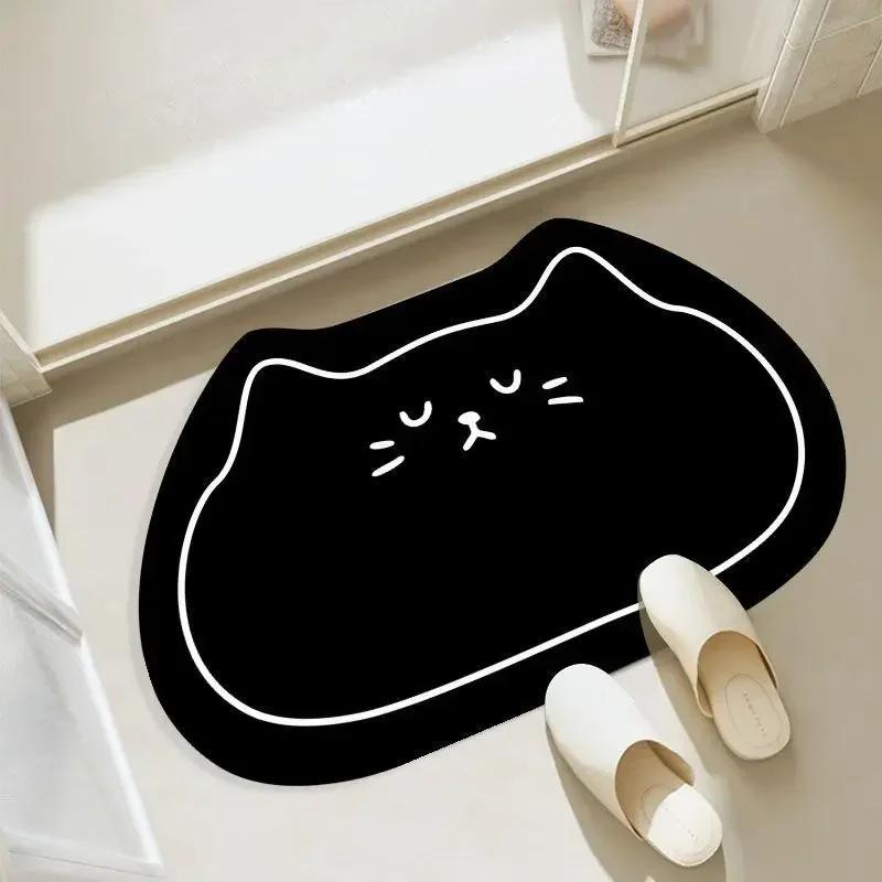 Creative Cartoon Cat Diatom Mat Soft Bathroom Mat Quick-drying Non-slip Super Absorbent Shower Floor Carpet Home Decoration