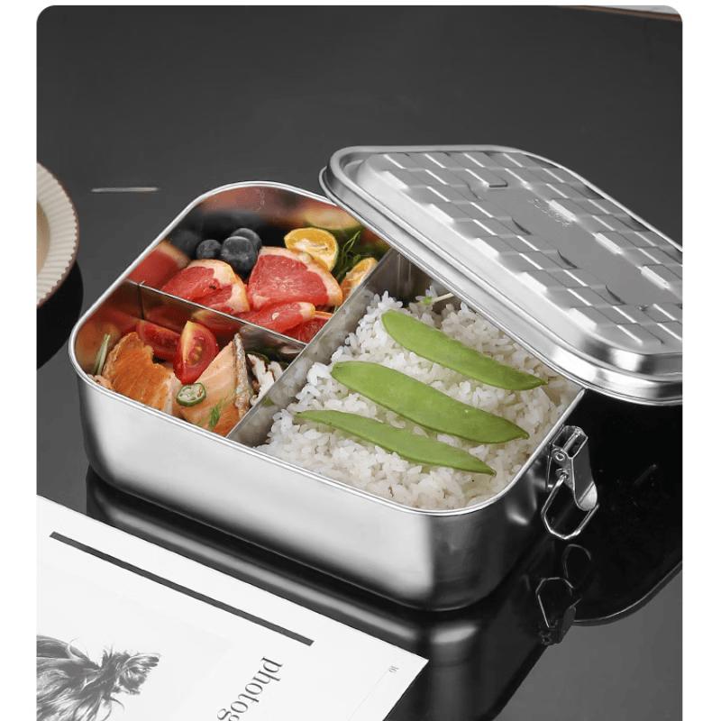 Rectangular 304 Stainless Steel 3-Compartment Lunch Box 20cm