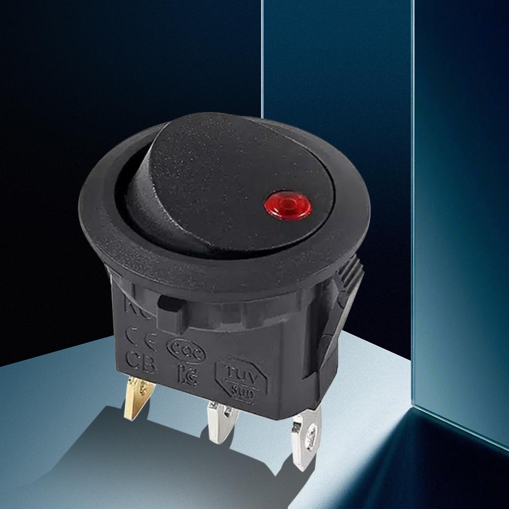 4Pcs Round Rocker Toggle Switch Waterproof DC 12V 20A SPST ON/OFF Switch 3 Pins with LED Light for Car Automotive Boat Truck