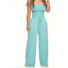 Flat Shoulder Wrap Chest Wide Leg Jumpsuit Square Shoulder