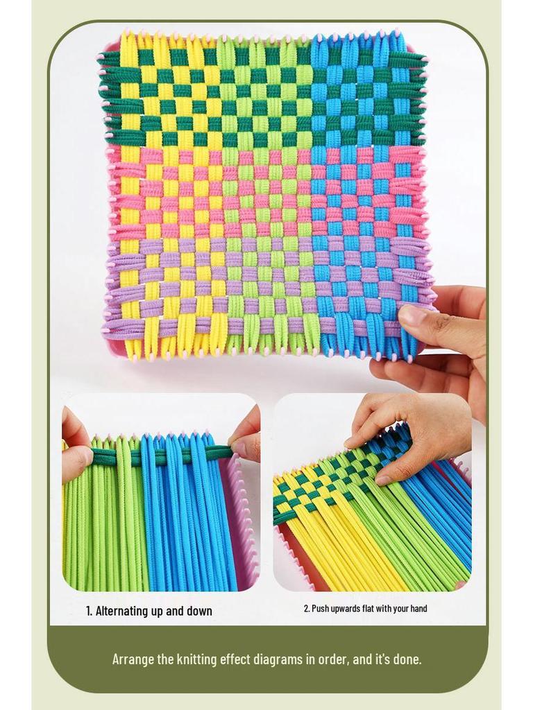 Girls' DIY Fabric Wallet Kit: Handmade Rainbow Knitting Machine with Elastic Rope for Ages 3-6.