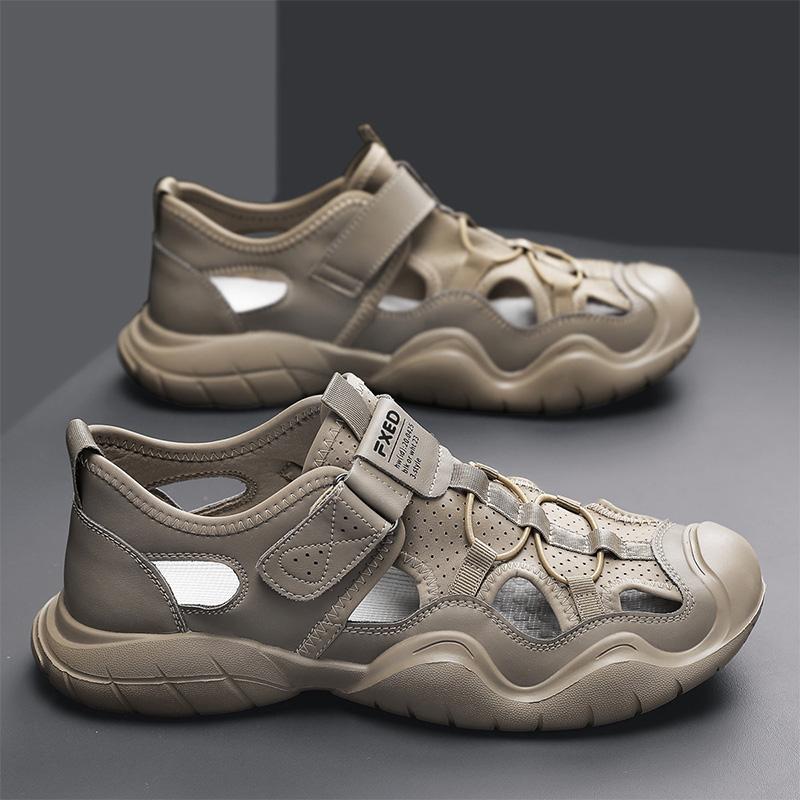 

Сандалии мужские летние уличные полые нескользящие и износостойкие для вождения с закрытым носком пляжная обувь мужская для альпинизма и ходьбы по воде с отверстиями мужская обувь 39 хаки