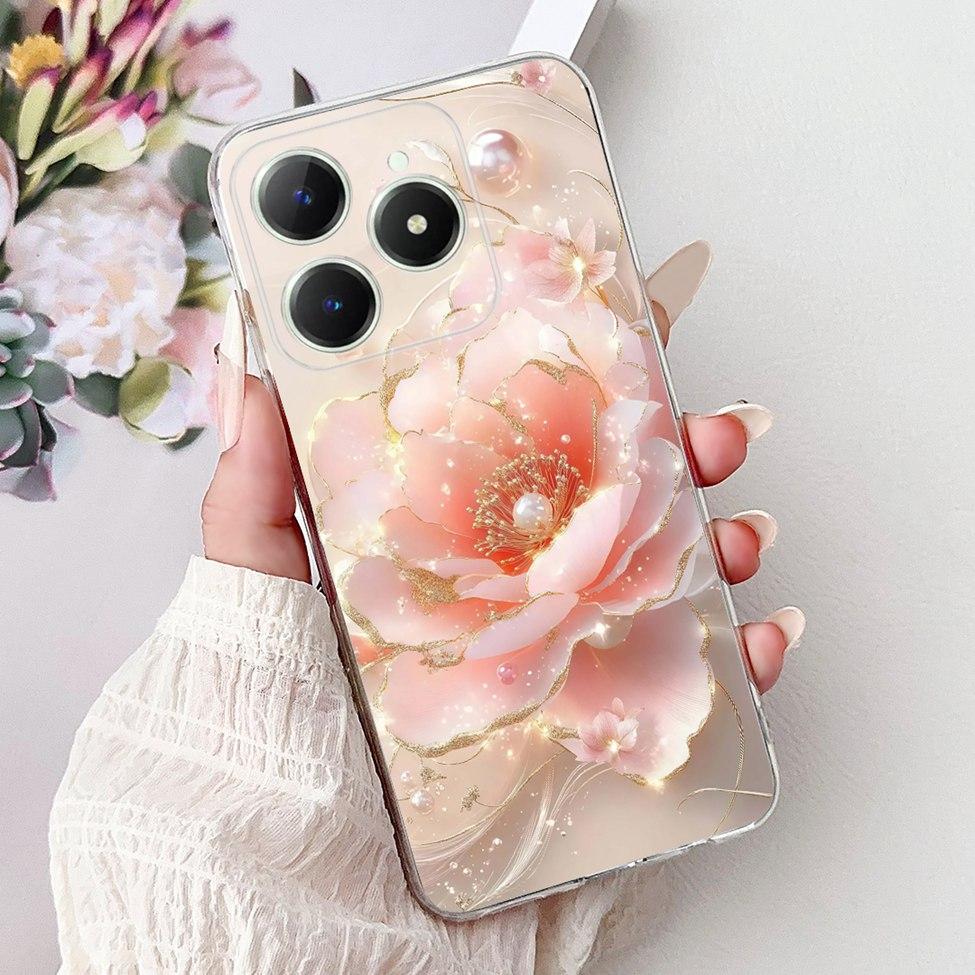 4G Clear For Realme Note 60 Case RMX3933 Luxury Butterfly Love Flowers Cool Lion Painted Phone Case For Realme Note 60X RMX3938