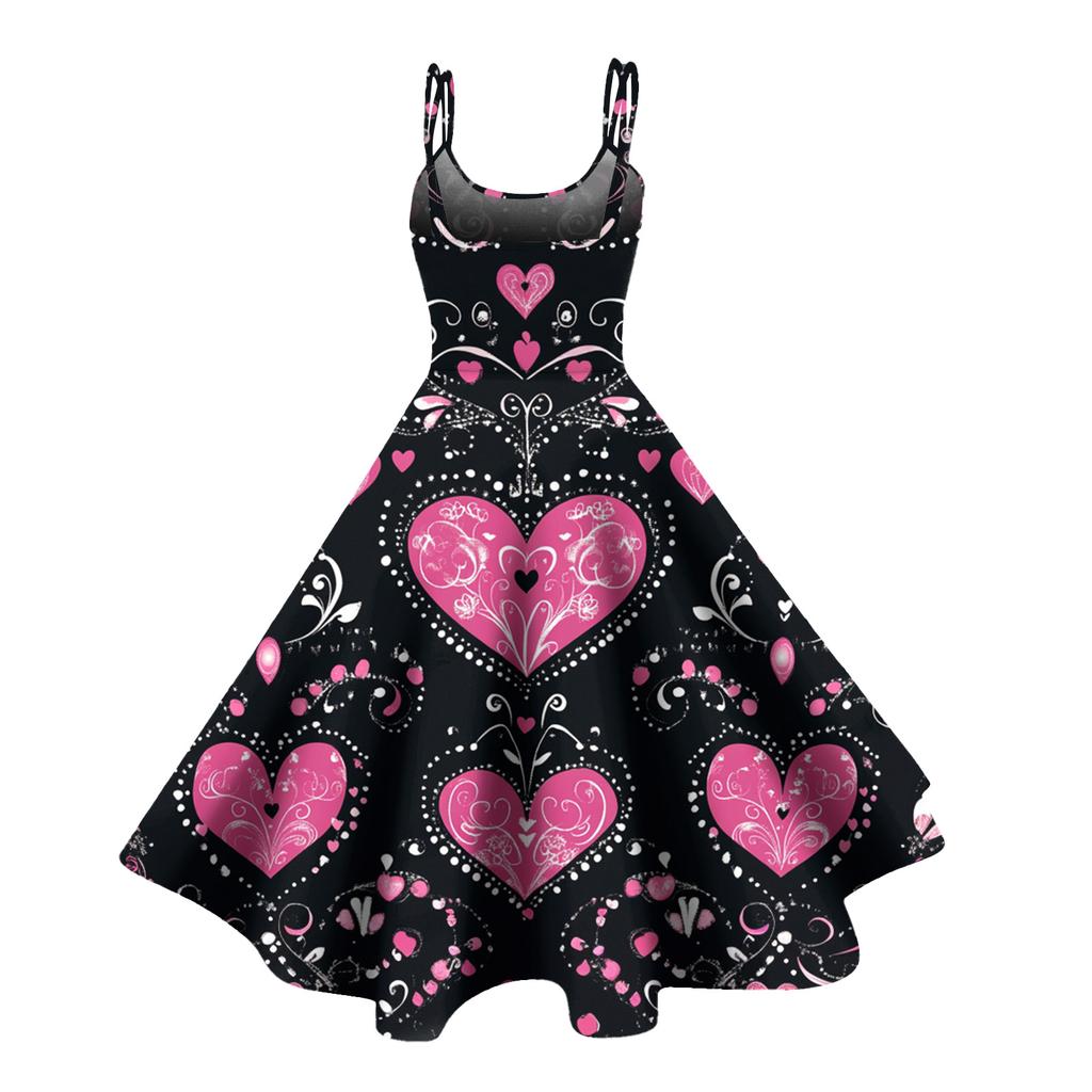 Women's Print Sexy Off-The-Shoulder Punk Vintage Dress