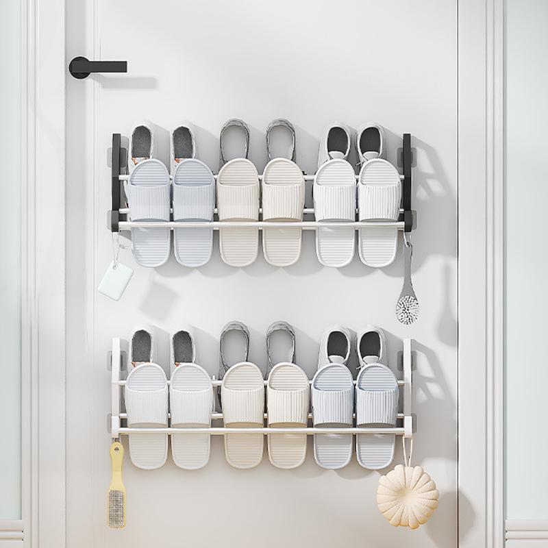 Nail Free and Hole Free Door Back Shoe Rack, Bathroom Slipper Rack, Simple Multi-layer Assembly, Wall Mounted Storage Rack