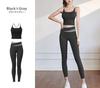 DAYCLOSET Yoga Wear Bra and Leggings with Yoga179 X Women's Set, Cups, Lightweight, Quick-Drying, High-Waisted, (Black Gray, L)