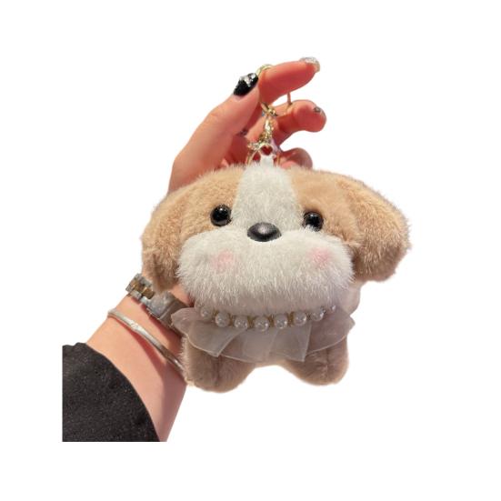 Plush Puppy Keychain Soft Cartoon Dog Bag Charm Car Key Handbag Pendant Kids Adults Birthday Holiday Decoration
