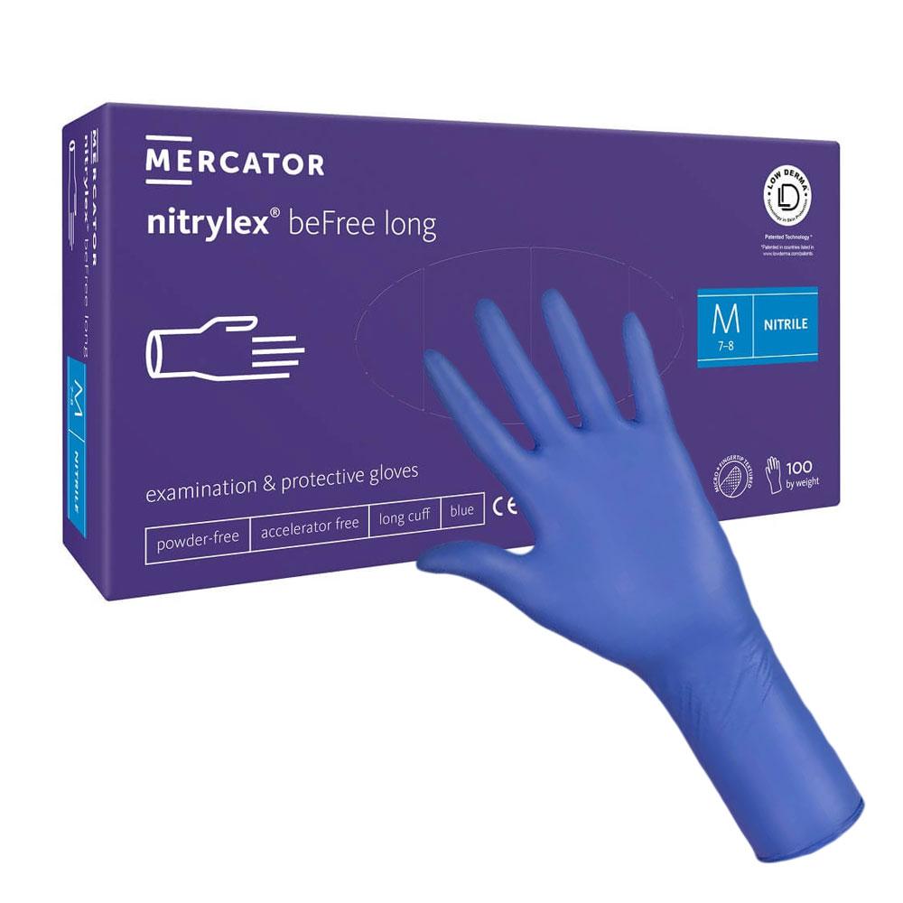 Nitrile Gloves Blue Mercator Nitrylex Befree Long 100 Pcs