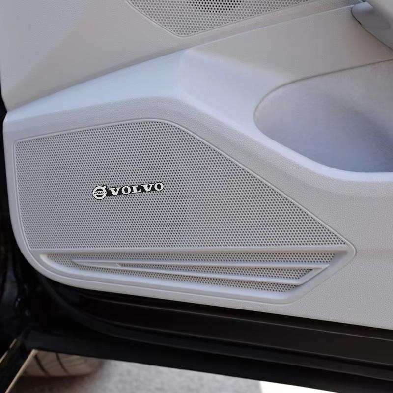 mrjvb7 4Pcs Aluminium Speaker Emblem Audio Car 3D Sticker Accessories For Volvo XC90 V90 V60 XC60 V40 S80 S60 S90 C40 XC40 V70 XC70 C30