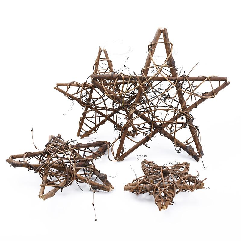 1pc 10/15/20cm Artificial Flowers Wall Rattan Star Frame Wreaths Christmas Decoration For Home DIY Handmade Door Hanging Wedding