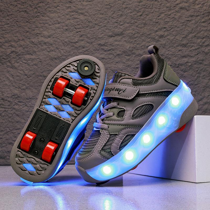 Cartoon Children'S Runaway Shoes Invisible Four-Wheel Retractable With Brakes Girls Automatic Skating Wheel Princess Pulley Shoes