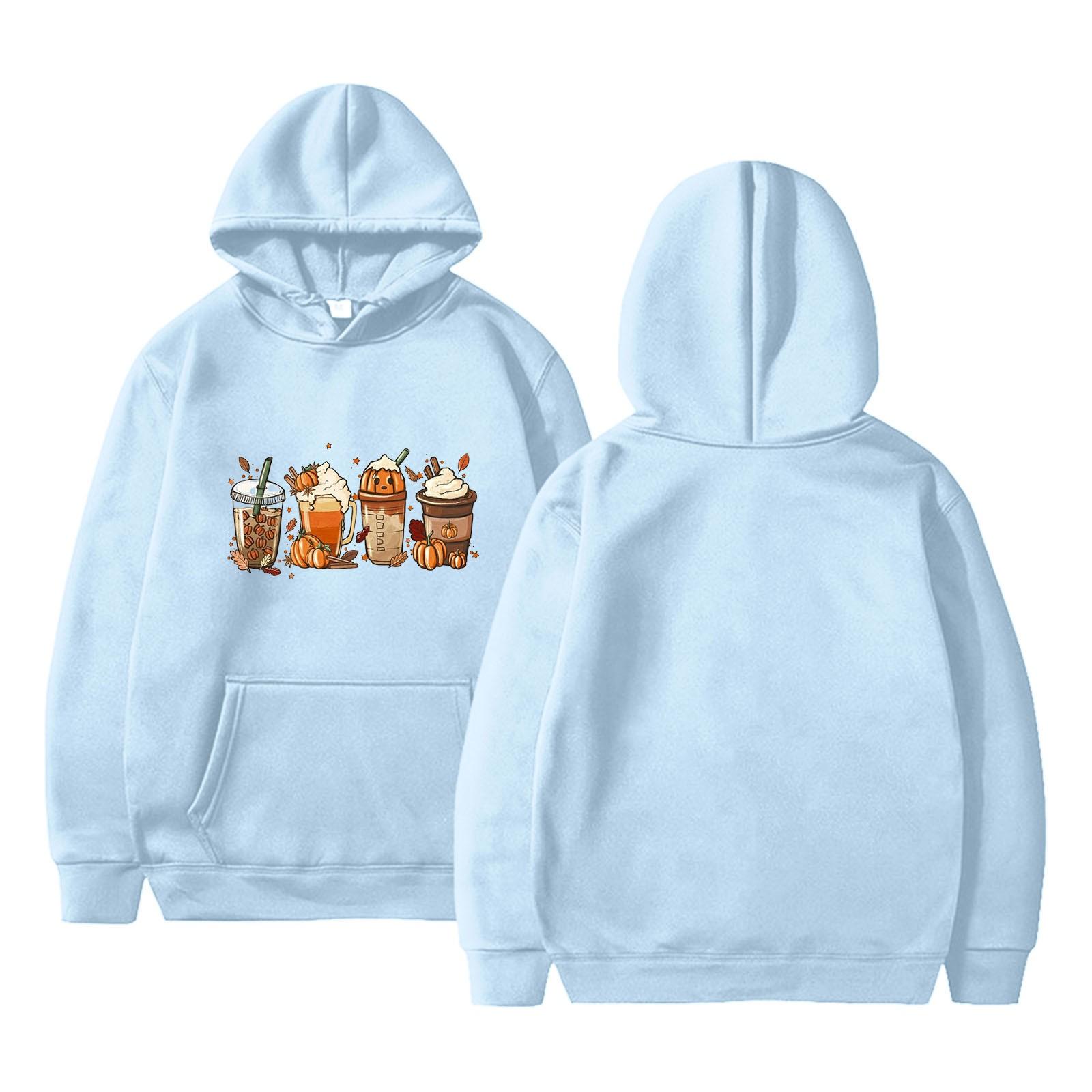 

Женская однотонная толстовка с капюшоном с длинным рукавом и принтом на Хэллоуин S