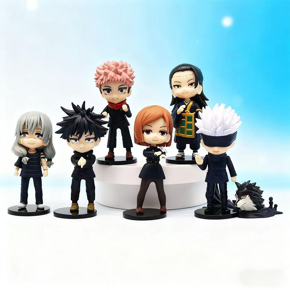 New 7 Pcs/Pack Q Posket Jujutsu Kaisen 9cm Figure Satoru Gojo Itadori Yuji Geto Suguru Nobara Megumi Collection Character Orname