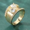 Classic Inlaid White CZ Women's Ring Aesthetic Gold Color Geometry Daily Wear Party Jewelry Anniversary Gift