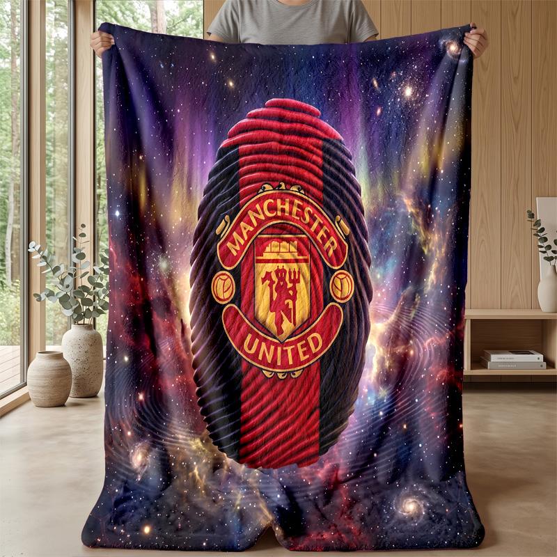 Manchester United Theme Blanket Soft Flannel Blanket Plush Throw Blanket Cozy Sofa Bed Blanket for Home Decor