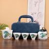 Yangzhi Jade One Pot Three Cups Gift Box Household Light Luxury Ceramic Travel Set Gaiwan Tea Cup Handbag Customizable