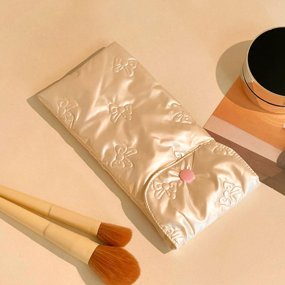 Pressure Resistant Bow Pattern Eyeglasses Case Cotton Filled Makeup Brush Bag  Eyewear Accessories