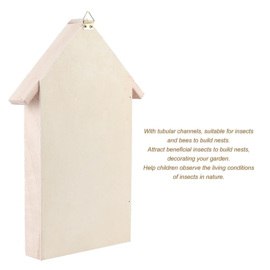 Insektenhotel aus Holz Klein Garten Nistkasten Bienenhaus mit Röhrenkanälen Handwerk Zierde für Außendekoration