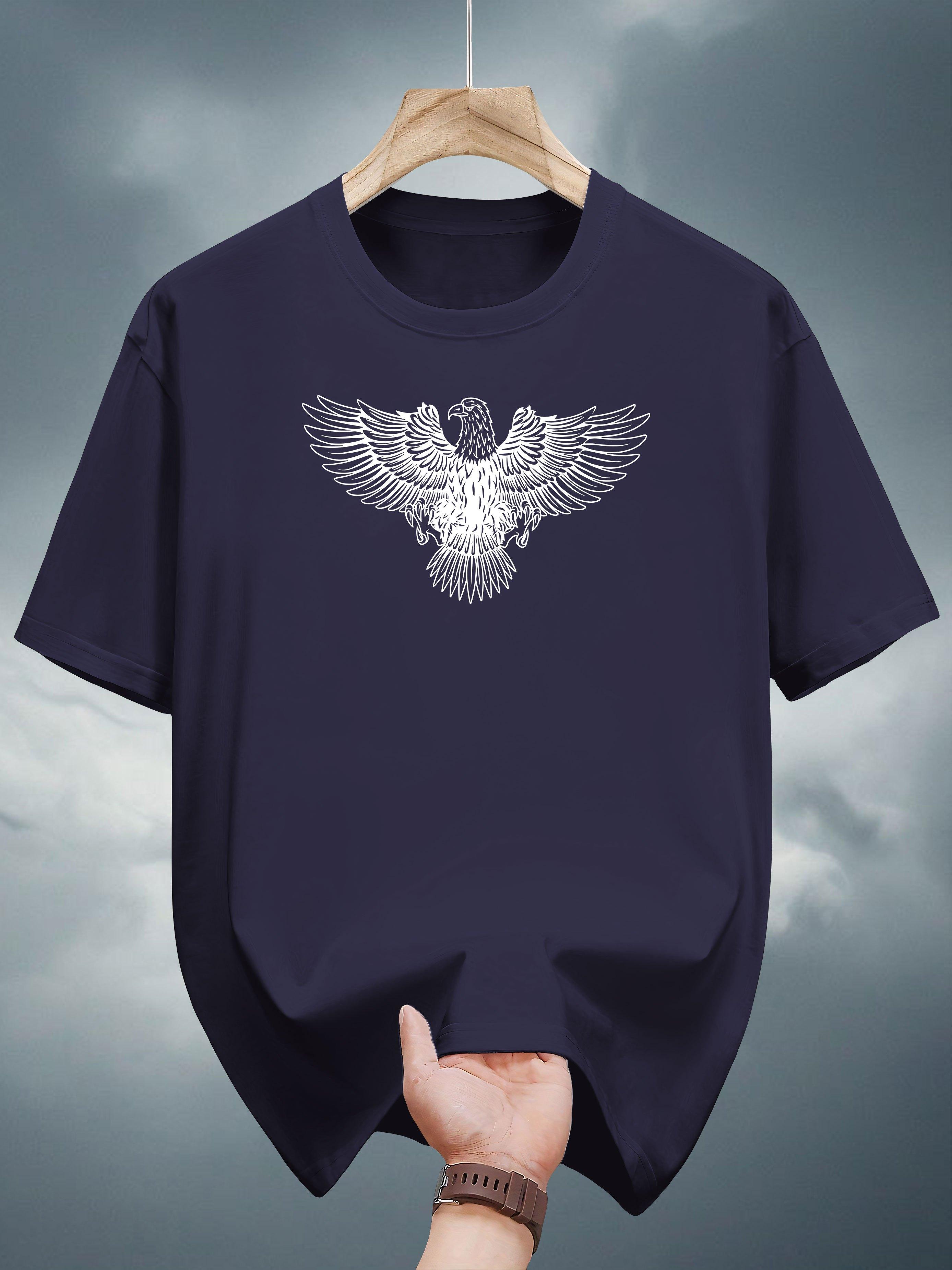 Graphic T-shirt with Angel Wings Print - Casual Short Sleeve Crew Neck for Summer XXXXL