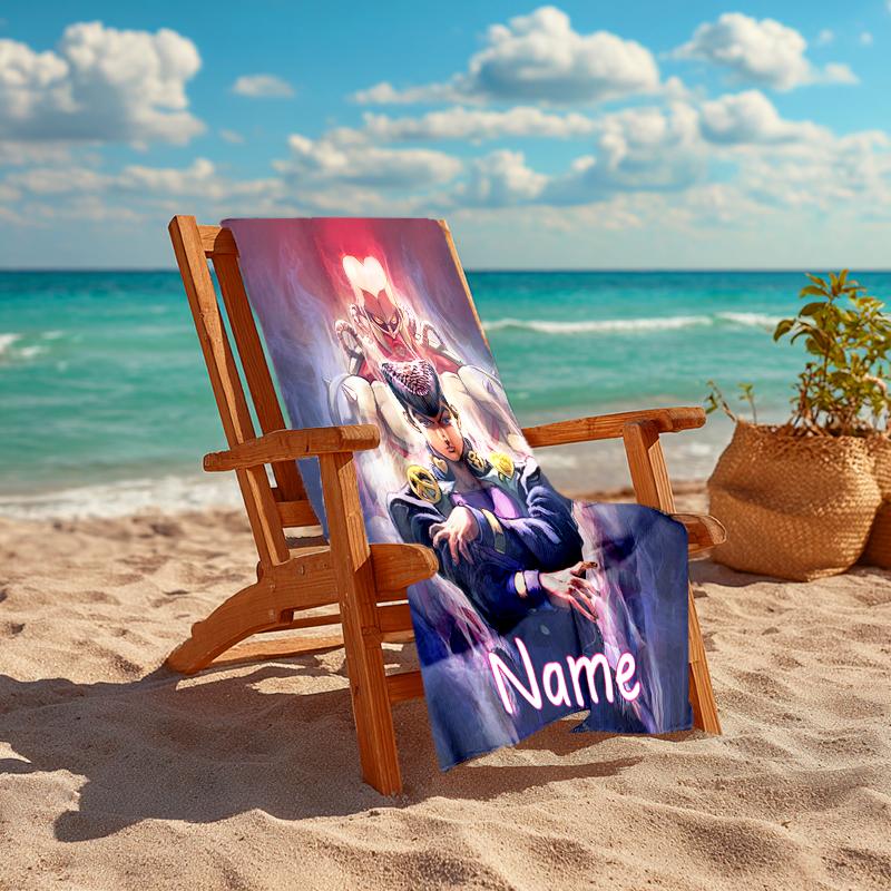 Personalisierte, maßgeschneiderte Strandhandtuch-Muster mit JoJo's Bizarre Adventure - weich, saugfähig, schnelltrocknend, perfekt für Schwimmen, Camping & Baden