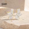 Alloy Earrings 1 Pair Stud for Women, Enamel Irregular Petal Shape Wear-resistant Ear Studs, French Style Pins Versatile Gift Jewelry Pleated