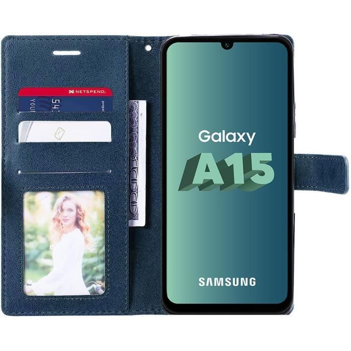 Coque - Samsung - Galaxy A15 - Antichoc - Poche à Cartes - Béquille Réglable