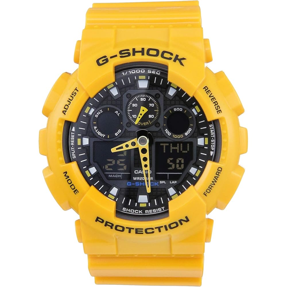 G-SHOCK GA-100A-9A Analog Digital Stopwatch 1/1000 Sec Yellow Men's Watch