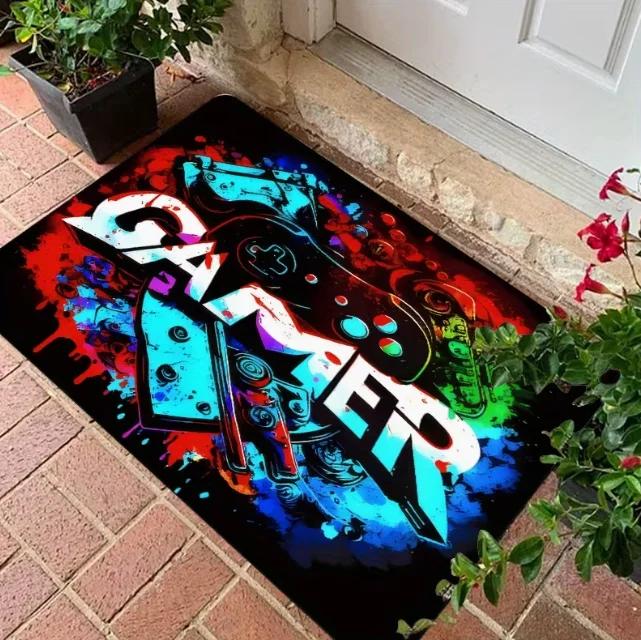 Colorful Game Flannel Floor Mat Kitchen Hallway Bedroom Bedroom Living Room Living Room Bathroom Study Bottom Fun Carpet