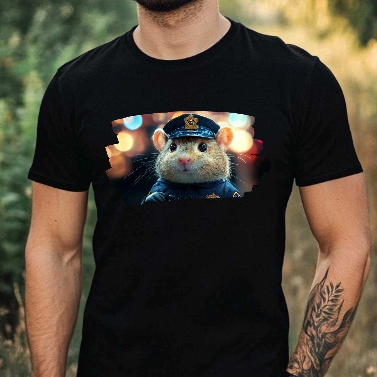 T-Shirt Herren Hamster als Polizist Motiv Baumwolle Größe XS bis 5XL S
