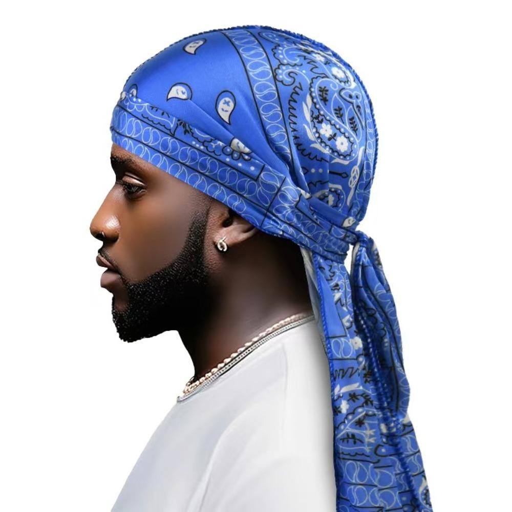 Imitation Silk Long Tail Pirate Cap Amoeba Print Hip Hop  Hat Trends Men's Headscarf  Outdoor