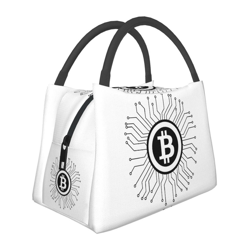 Bitcoin BTC Crypto Currency Insulated Lunch Bag for School Picnic Storage Food Boxes Container Cooler Thermal Lunch Box Tote