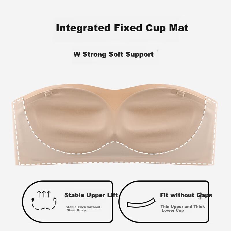 MiiOW Strapless Bra, Women's Foundation Liquid, Invisible Seamless Underwear, Non-Slip Lift-Up, Anti-Sagging, Bandeau, Off-Shoulder, Spring And Summer