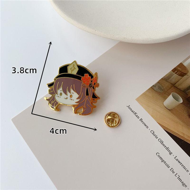 [Buy Five Free One Random Style] Genshin Impact Metal Badge Anime Cute Cartoon Brooch Bag Clothing Accessories
