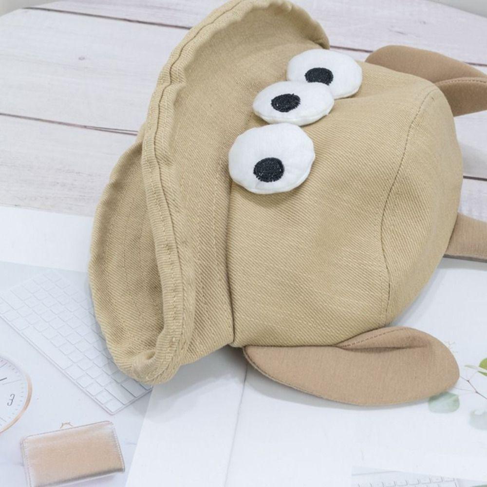 Lightweight Big Ear Fisherman Hat Foldable Cartoon Sun Hat Fashion Three Eyes Bucket Hats Travel