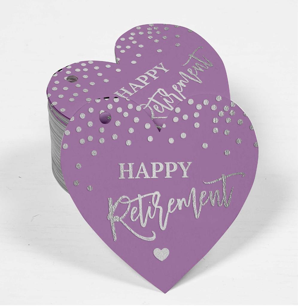 Inkdotpot Silver Foil Paper Hang Tag Happy Retirement Favor Tag 100 Pieces