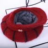 Women Winter Hat Thick Warm Knitted Hat Soft Velvet Slouchy Cap with Visor Brim for Middle-Aged And Elderly Ladies