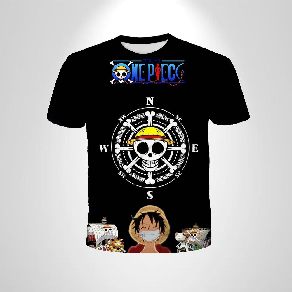Anime One Piece Boy T-shirt Cosplay Luffy Men Cartoon Short-sleeved Cool Top Boy Loose Mens Clothing Casual T-shirt