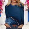 Women Plus Size Round Neck Long Sleeve Tie Dye Striped Printed Pullover Sweatshirt