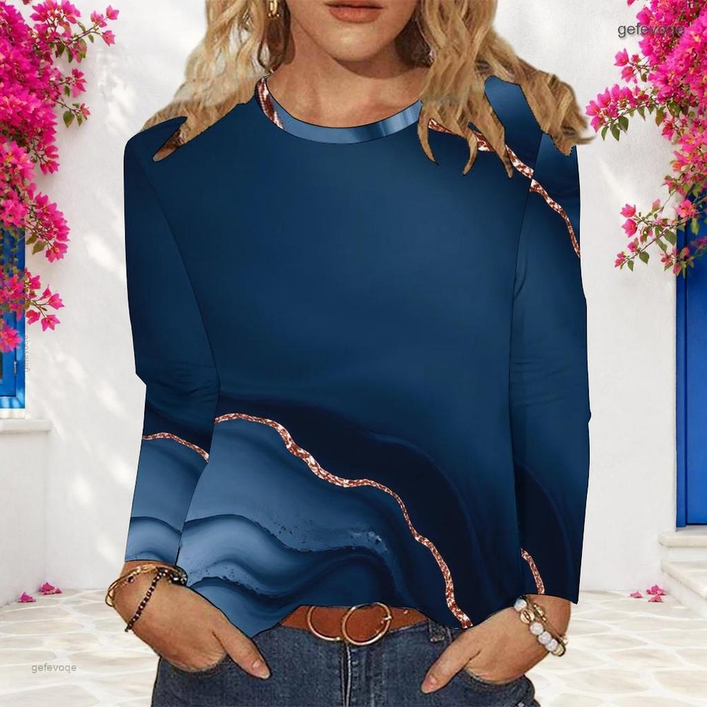 Women Plus Size Round Neck Long Sleeve Tie Dye Striped Printed Pullover Sweatshirt