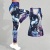 Cunning Wolf Pattern Print Yoga Outfit for Women Fashion Workout Leggings Fitness Sports Casual Yoga Set Sports Suit