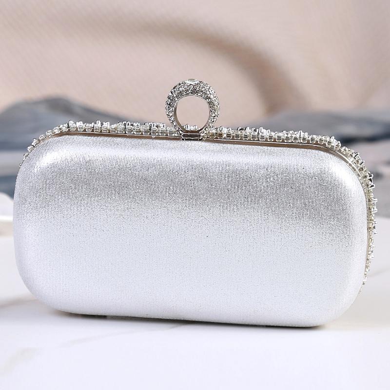 Sparkly Diamond Evening Bags for Women 2024 Finger Ring Clutch Bag Chain Shoulder Handbags Luxury Wedding Party Purse Sac A Main