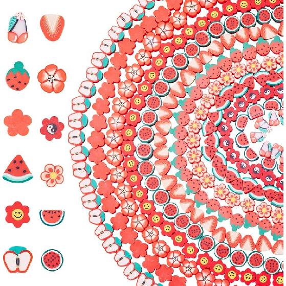 Pandahall 7 Strands 6mm Flat Polymer Clay Beads Speckled Vinyl Heishi Beads 7 Colors Pearlized Colorful Disc Clay Spacer Beads for Friendship