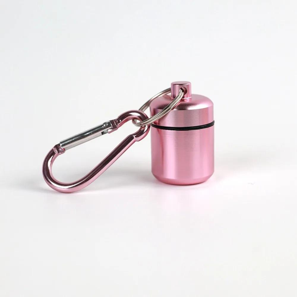 

Hot Travel Premuim Waterproof Portable Pill Case Storage Keychain Box Organizer Bottle for Medicine Keyring Fish Olis Ear Plugs розовый