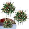 Pre-lit Christmas Tree Urn Filler Battery Operated Artificial Tree with Cones Berries Holiday Porch Planter Filler with Tripod Stake And LED Lights