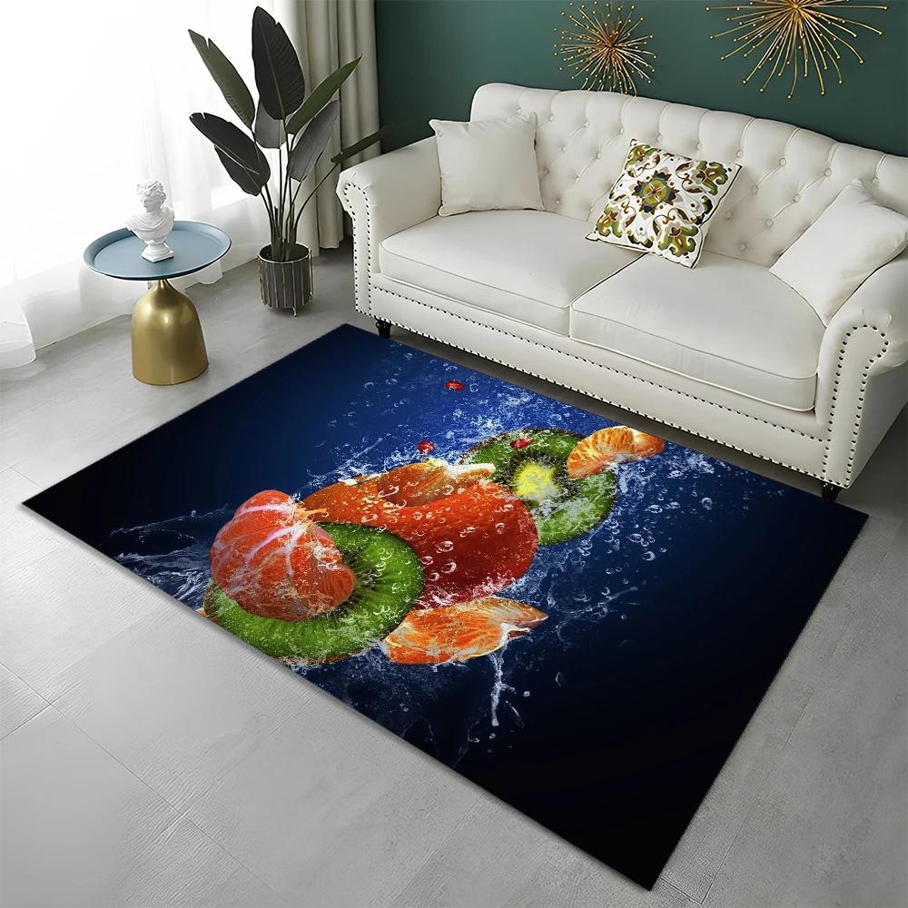 3D Cute Fruit Cartoon HD Carpet Rug for Home Living Room Bedroom Sofa Kitchen Doormat Decor,Child Area Rug Non-slip Floor Mat