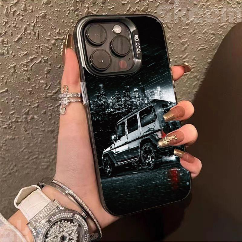 Fashion Dazzling Car Prnt Phone Case For iPhone 16 16E 15 14 13 12 11 Pro Max XR X XS 7 8 Plus IMD Material Back Cover