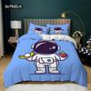 Astronaut Duvet Cover Set King Size Cartoon Astronaut Star Moon Pattern Bedding Set Microfiber Space Theme Full Twin Quilt Cover
